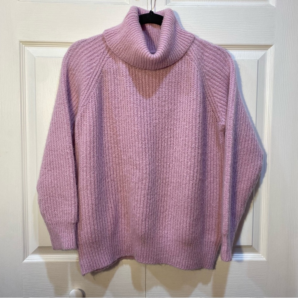 FOREVER 21 Women’s Knitted Turtleneck Sweater - light pink, size L